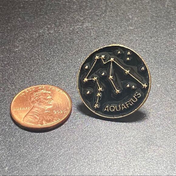Aquarius Zodiac Enamel Pin/ Brooch Lapel - Picture 3 of 6